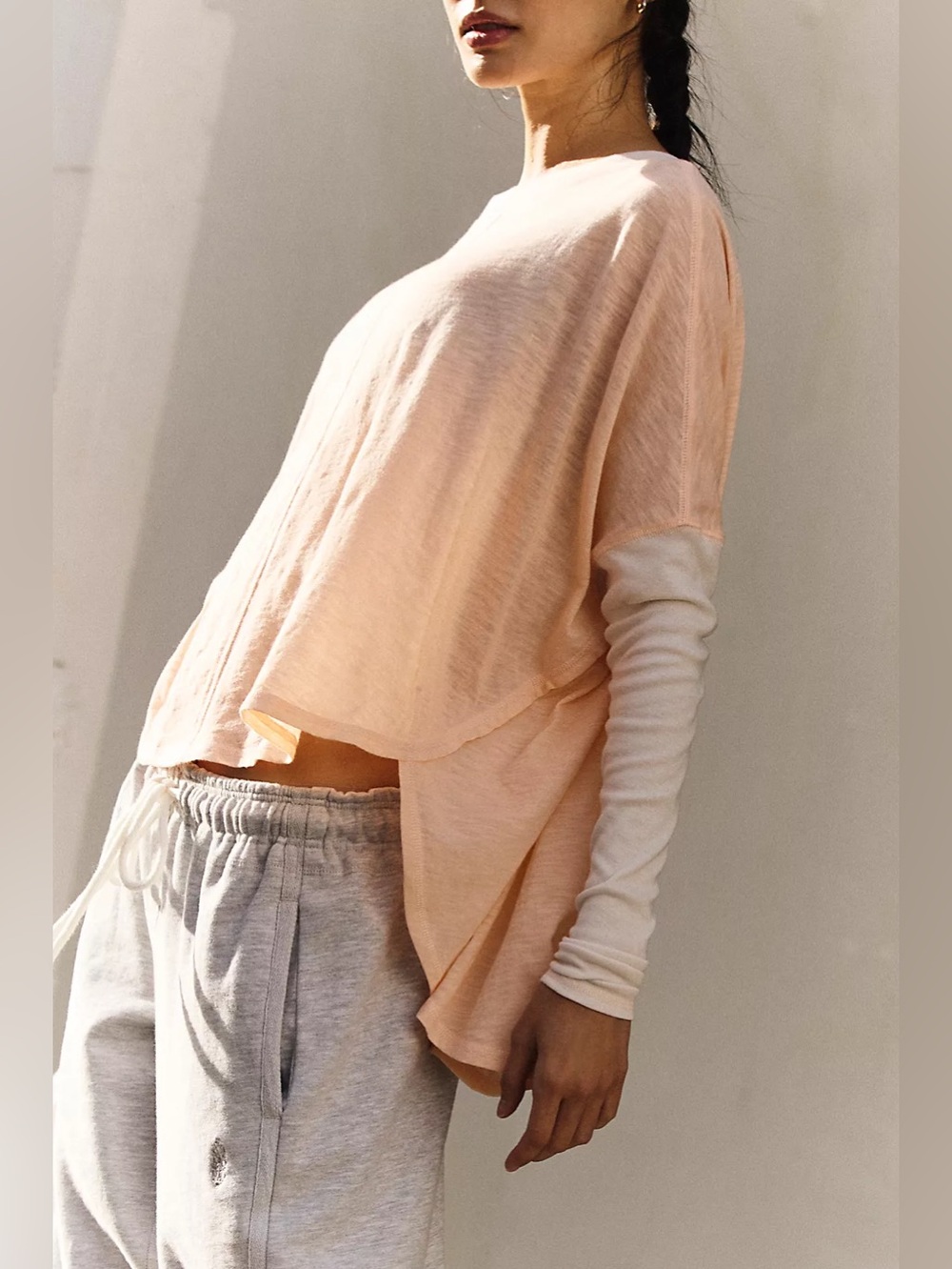 NWT FREE PEOPLE MOVEMENT Full Circle Layer | Pastel Peach Combo $78 S Oversized